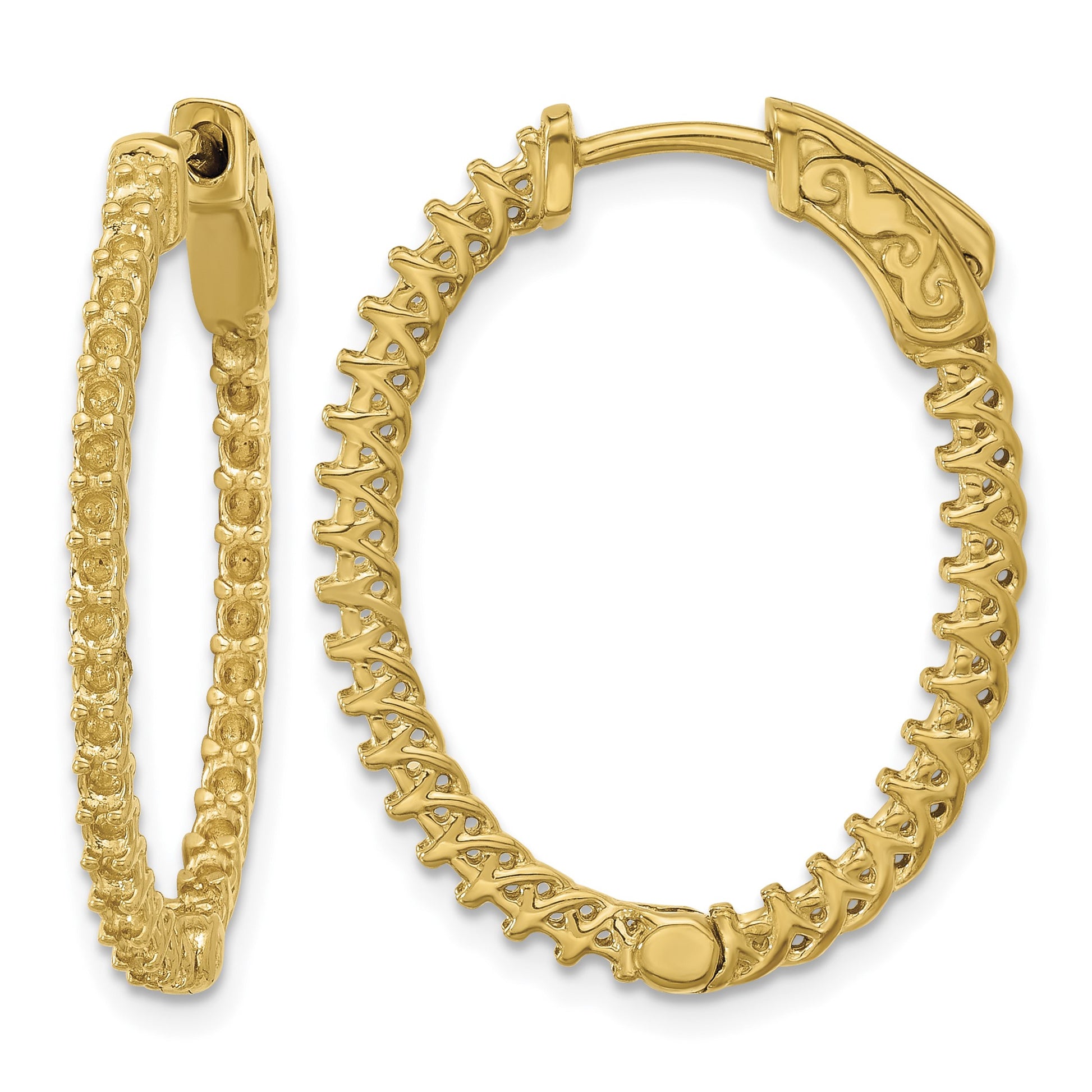 14k (Holds 60-1.7mm Round) Oval In/Out Hoop w/Safety Clasp Earring Mountings