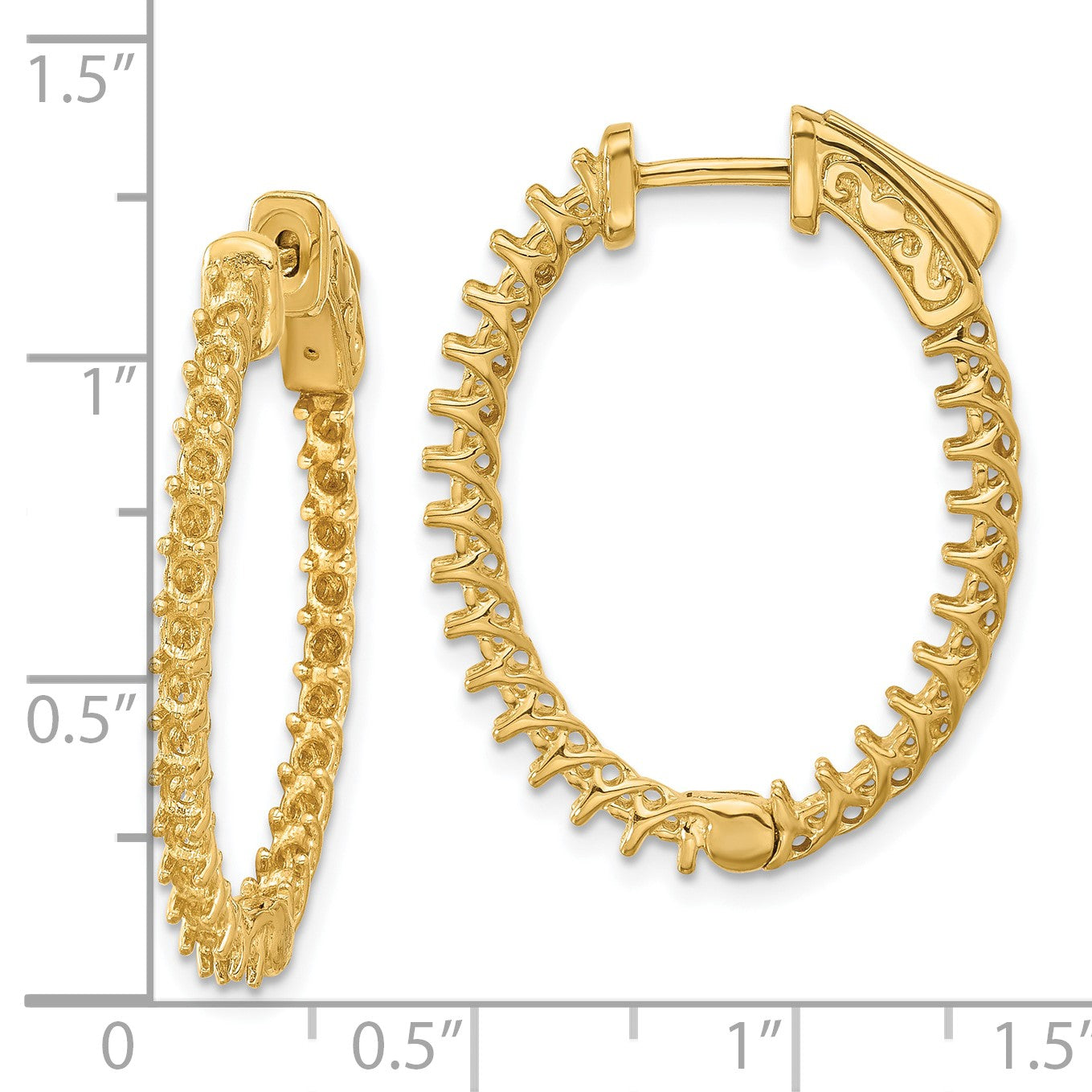 14k (Holds 50-2.0mm Round) Oval In/Out Hoop w/Safety Clasp Earring Mountings