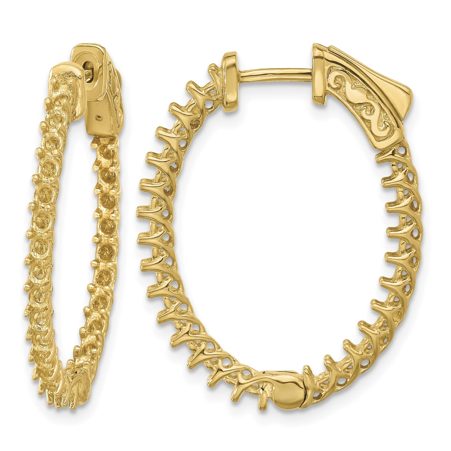 14k (Holds 50-2.0mm Round) Oval In/Out Hoop w/Safety Clasp Earring Mountings