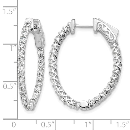 14k White Gold (Holds 50-2.0mm Round) Oval In/Out Hoop w/Safety Clasp Earring Mountings