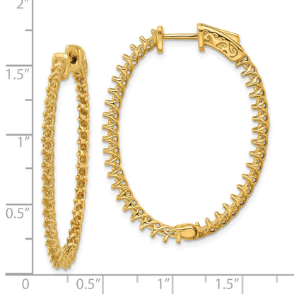 14k (Holds 80-1.9mm Round) Oval In/Out Hoop w/Safety Clasp Earring Mountings
