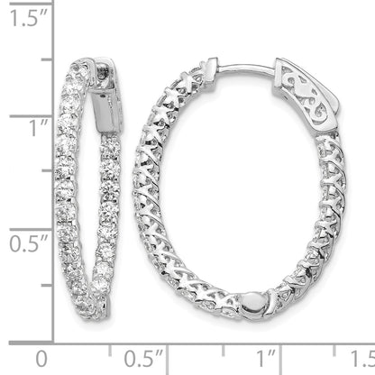 14k White Gold (Holds 46-2.3mm Round) Oval In/Out Hoop w/Safety Clasp Earring Mountings