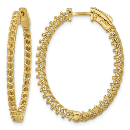 14k (Holds 66-2.0mm Round) Oval In/Out Hoop w/Safety Clasp Earring Mountings