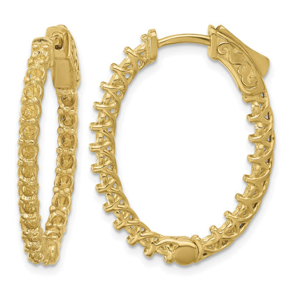 14k (Holds 42-2.6mm Round) Oval In/Out Hoop w/Safety Clasp Earring Mountings