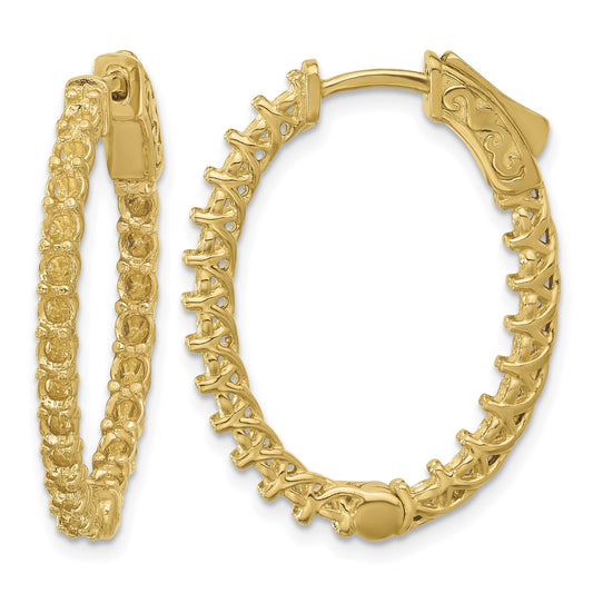 14k (Holds 42-2.6mm Round) Oval In/Out Hoop w/Safety Clasp Earring Mountings