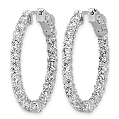14k White Gold (Holds 42-2.6mm Round) Oval In/Out Hoop w/Safety Clasp Earring Mountings