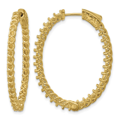 14k (Holds 64-2.6mm Round) Oval In/Out Hoop w/Safety Clasp Earring Mountings