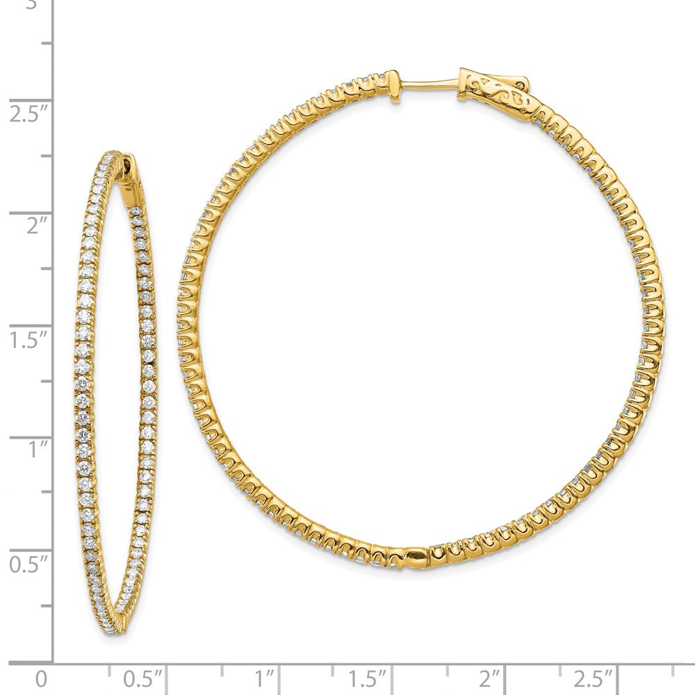 14k Diamond Round Hoop w/Safety Clasp Earrings