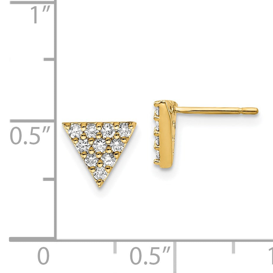 14k 1/3 carat Diamond Cluster Triangle Post Earrings