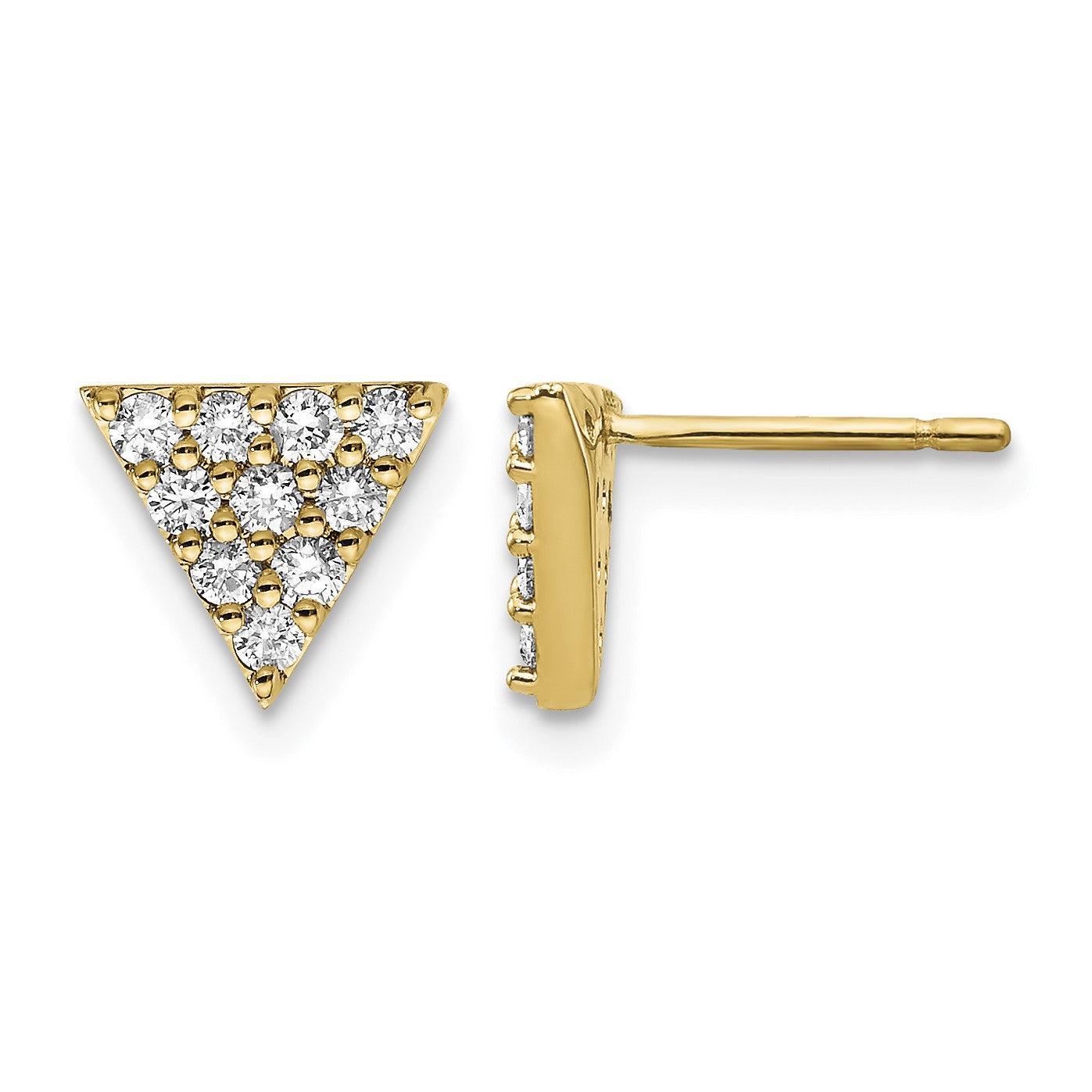14k 1/3 carat Diamond Cluster Triangle Post Earrings