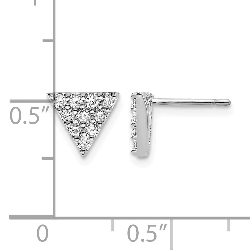 14k White Gold 1/3 carat Diamond Cluster Triangle Post Earrings