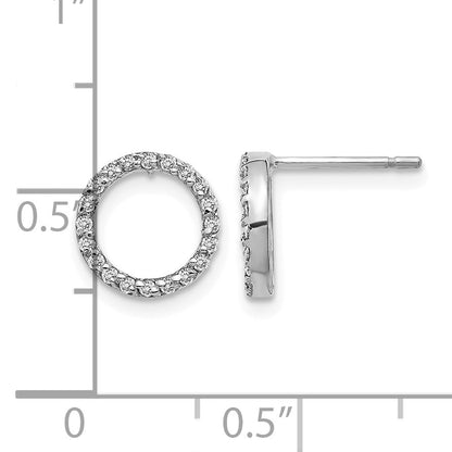 14k White Gold 1/6 carat Diamond Open Circle Post Earrings