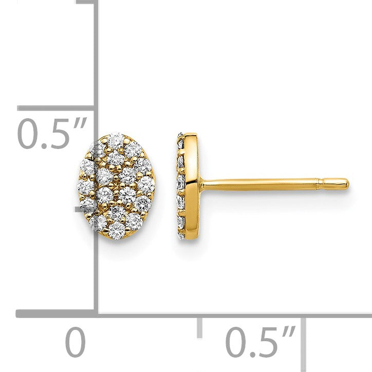 14k 1/4 carat Diamond Cluster Oval Earrings