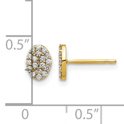 14k 1/4 carat Diamond Cluster Oval Earrings