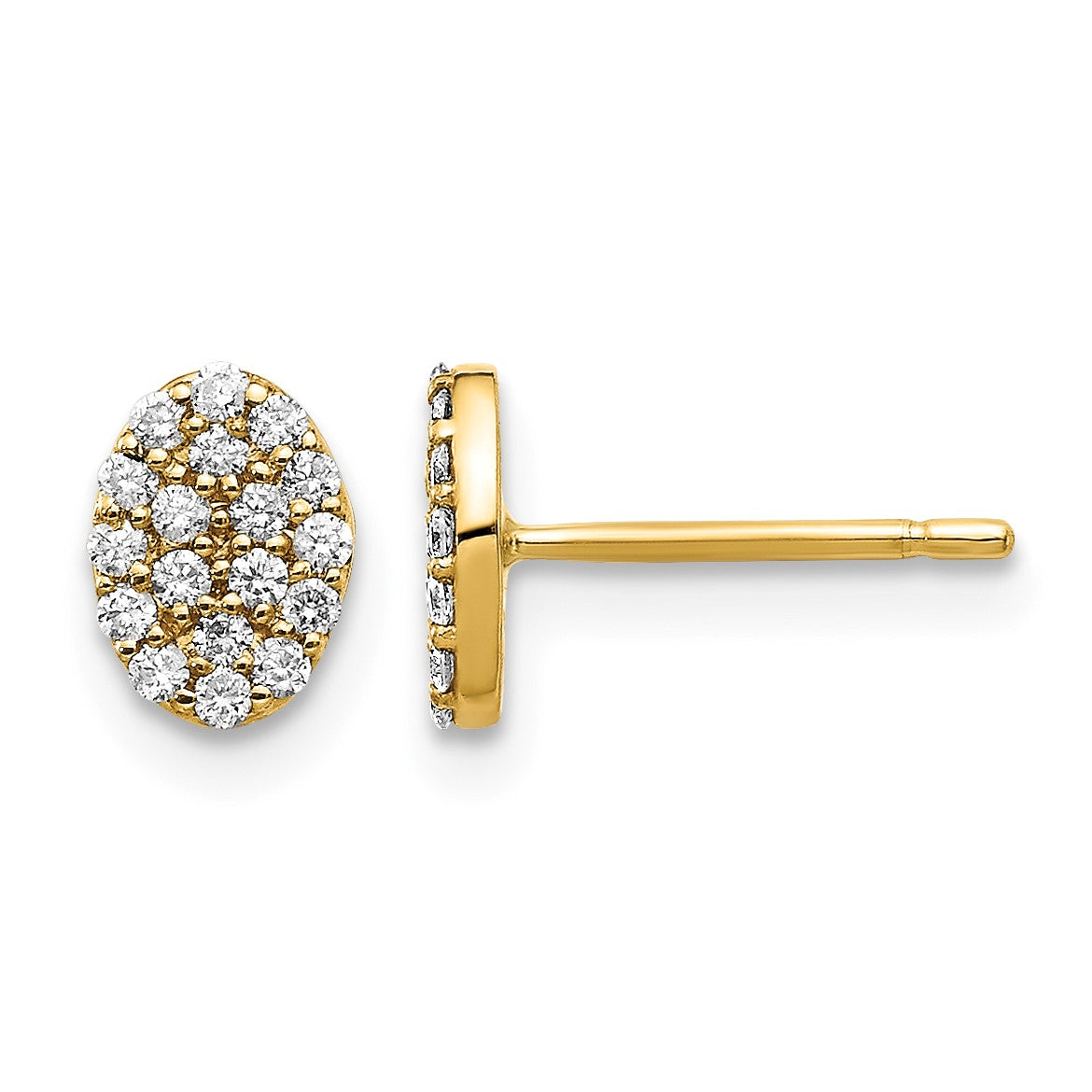 14k 1/4 carat Diamond Cluster Oval Earrings