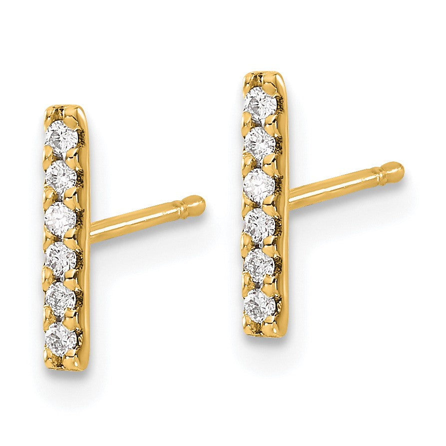 14k 1/10 carat Diamond Bar Post Earrings