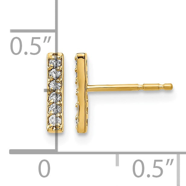 14k 1/10 carat Diamond Bar Post Earrings