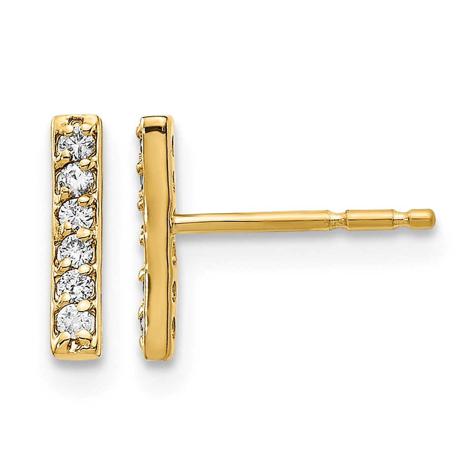 14k 1/10 carat Diamond Bar Post Earrings