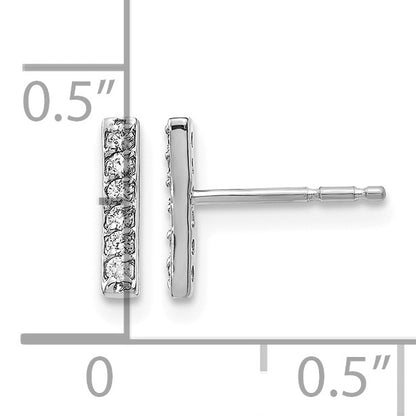 14k White Gold 1/10 carat Diamond Bar Earrings