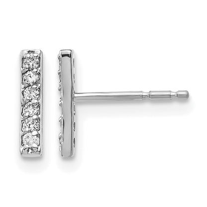 14k White Gold 1/10 carat Diamond Bar Earrings