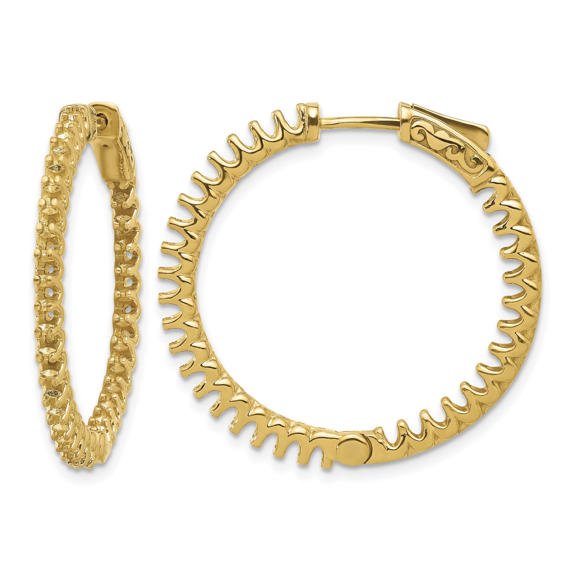 14K 2.3ct (Holds 66-2.0mm Round) In/Out  Hoop w/Safety Clasp Earring Mountings