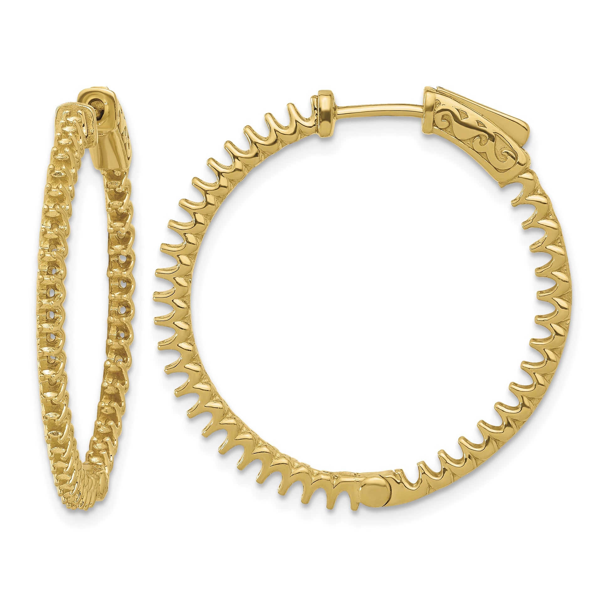 14K 1.56ct (Holds 78-1.7mm Round) In/Out Hoop w/Safety Clasp Earring Mountings