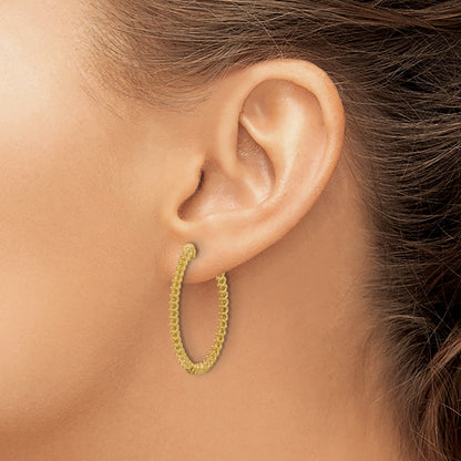 14K 1.14ct (Holds 76-1.5mm Round) In/Out Oval Hoop w/Safety Clasp Earring Mountings