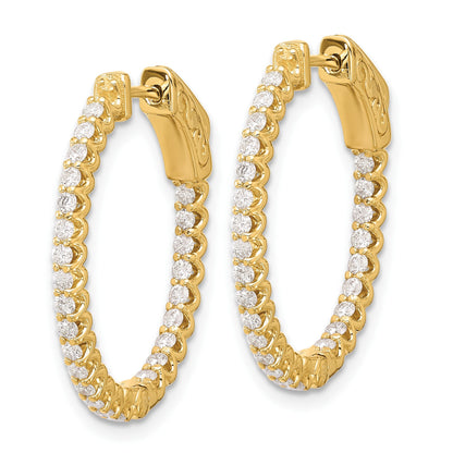 14K .78ct (Holds 52-1.5mm Round) In/Out Oval Hoop w/Safety Clasp Earring Mountings