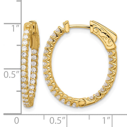 14K .78ct (Holds 52-1.5mm Round) In/Out Oval Hoop w/Safety Clasp Earring Mountings