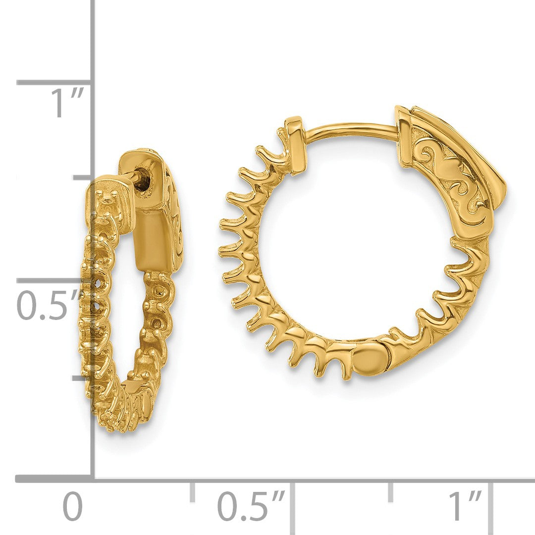 14K .64ct (Holds 32-1.7mm Round) In/Out Hoop w/Safety Clasp Earring Mountings