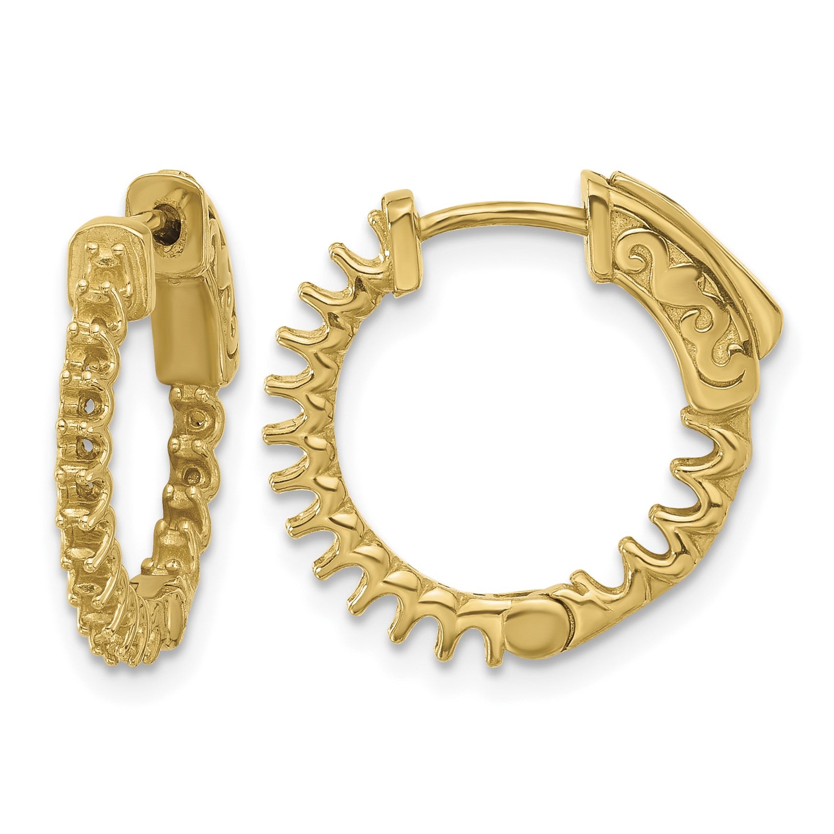 14K .64ct (Holds 32-1.7mm Round) In/Out Hoop w/Safety Clasp Earring Mountings