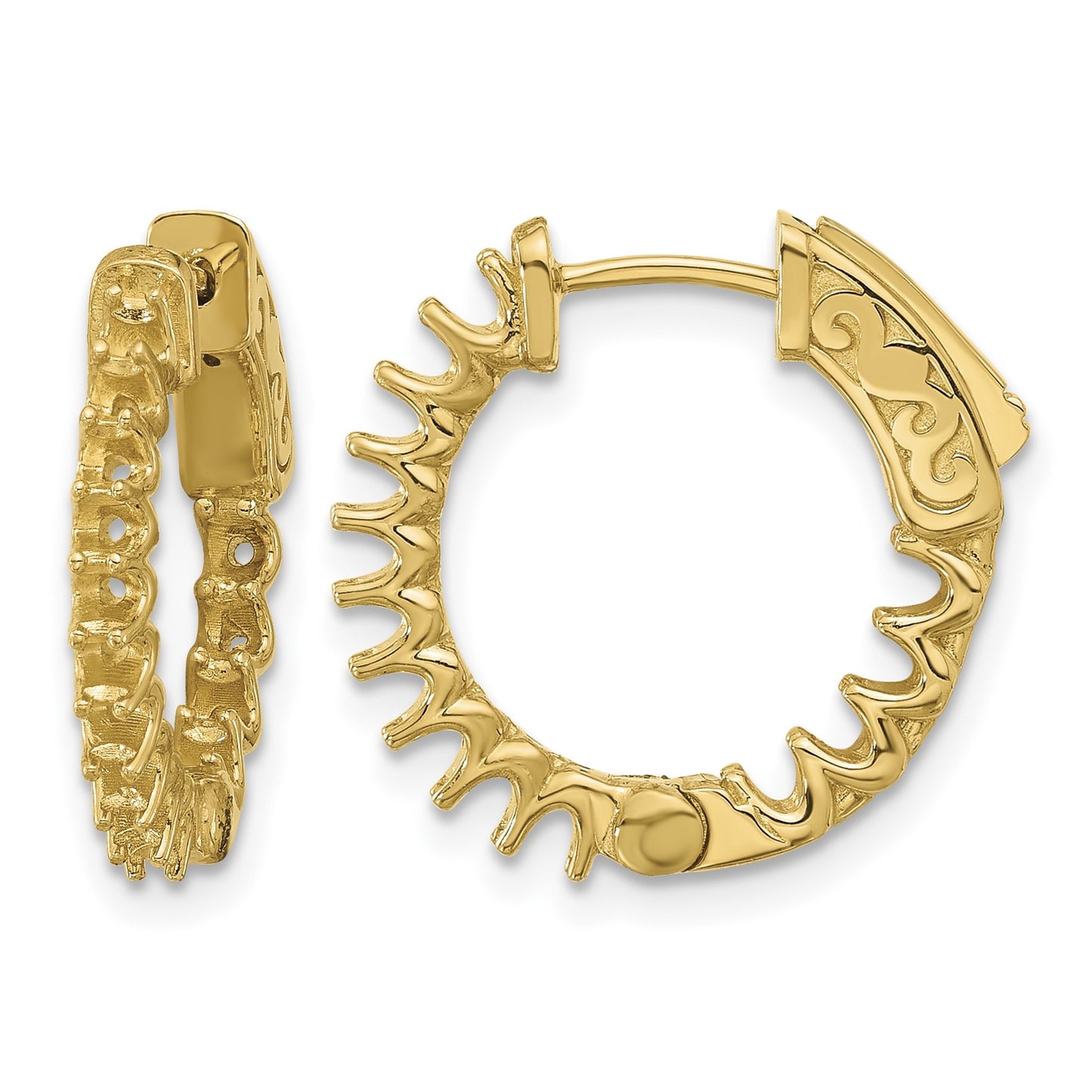 14K .98ct. (Holds 28-2.0mm Round) In/Out Hoop w/Safety Clasp Earring Mountings