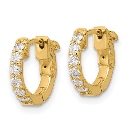 14K .42 carat Diamond Round Hoop w/Safety Clasp Earrings