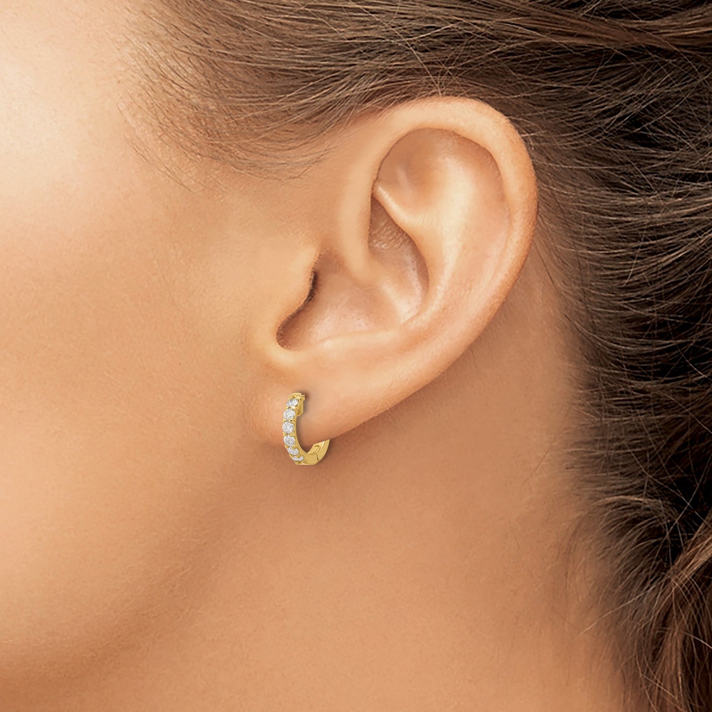 14K .42 carat Diamond Round Hoop w/Safety Clasp Earrings