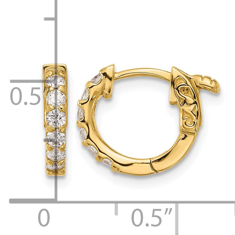 14K .42 carat Diamond Round Hoop w/Safety Clasp Earrings