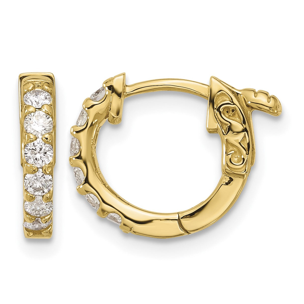 14K .42 carat Diamond Round Hoop w/Safety Clasp Earrings