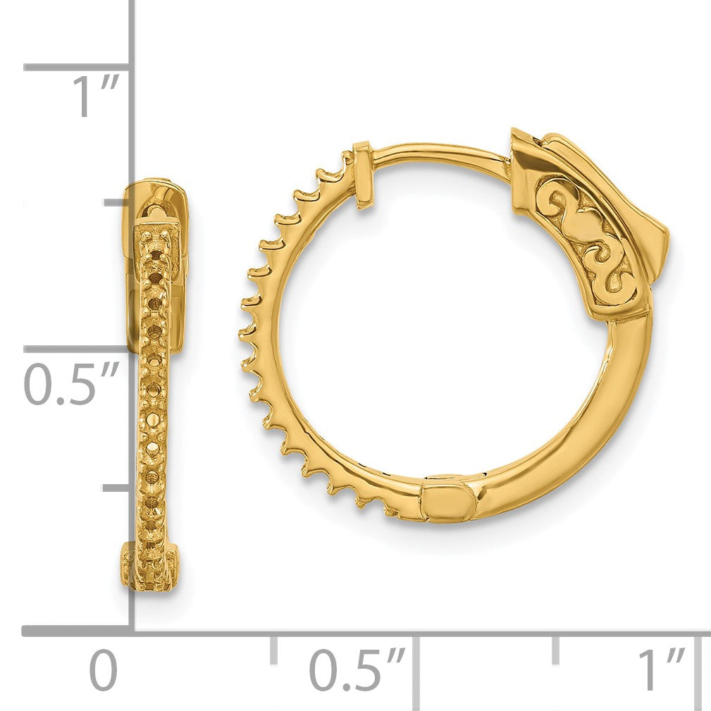 14K .24ct (Holds 30-1.2mm Round) Hoop w/Safety Clasp Earring Mountings