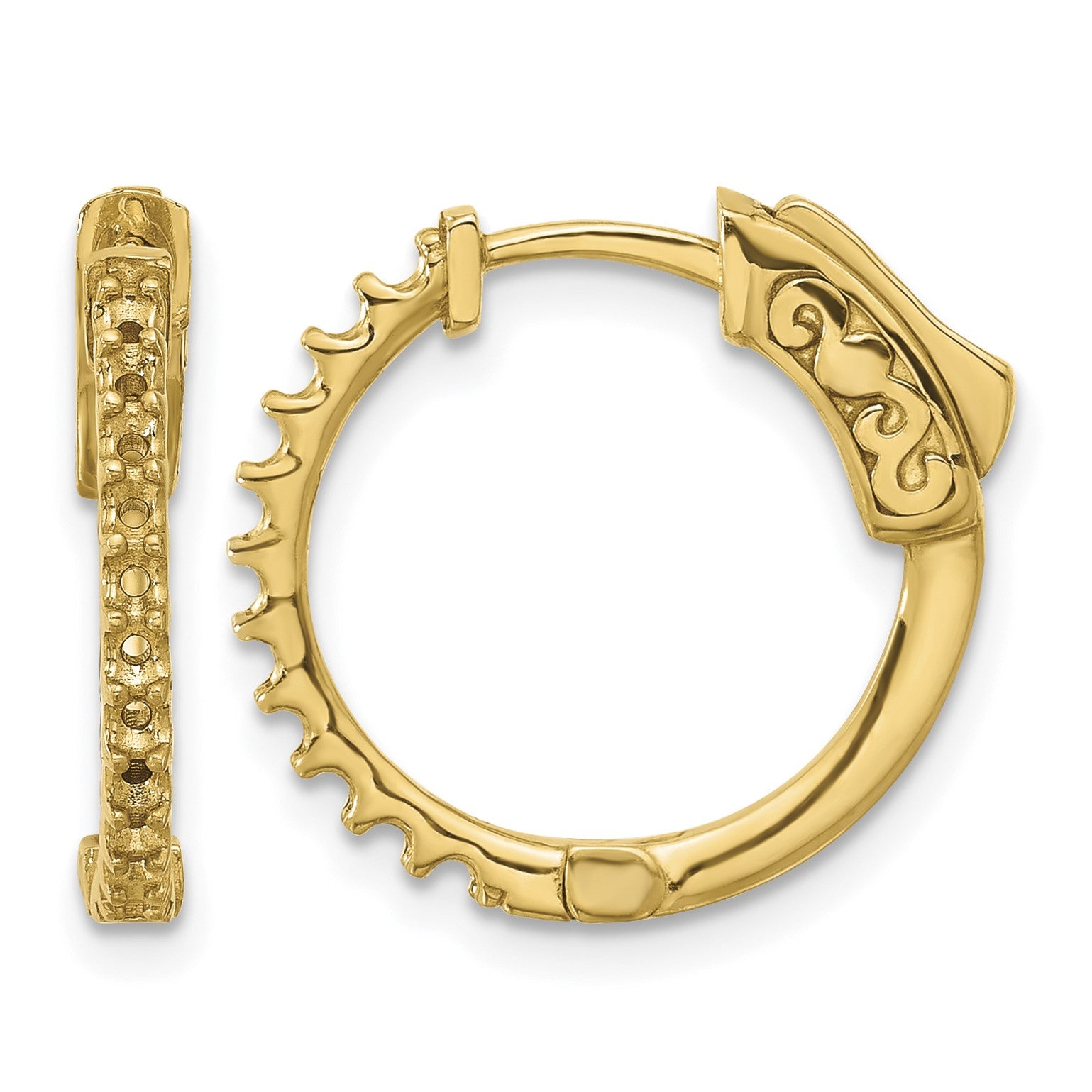 14K .44ct (Holds 22-1.7mm Round) Hoop w/Safety Clasp Earring Mountings