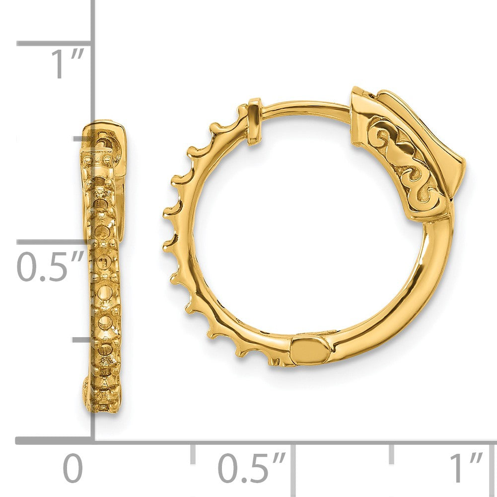 14K .7ct (Holds 20-2.0mm Round) Hoop w/Safety Clasp Earring Mountings