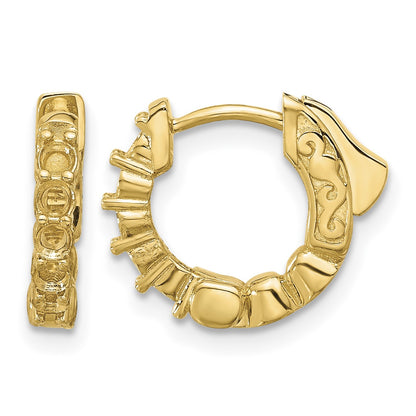 14K .46ct (Holds 10-2.25mm Round) Hoop w/Safety Clasp Earring Mountings