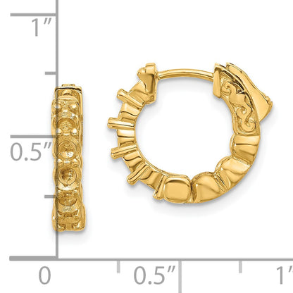 14K 1ct  (Holds10-3.0mm Round) Hoop w/Safety Clasp Earring Mountings