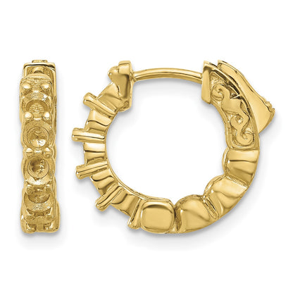 14K 1ct  (Holds10-3.0mm Round) Hoop w/Safety Clasp Earring Mountings