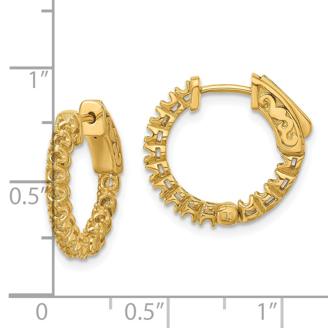 14K .56ct  (Holds 28-1.75mm Round) In/Out  Hoop w/Safety Clasp Earring Mountings