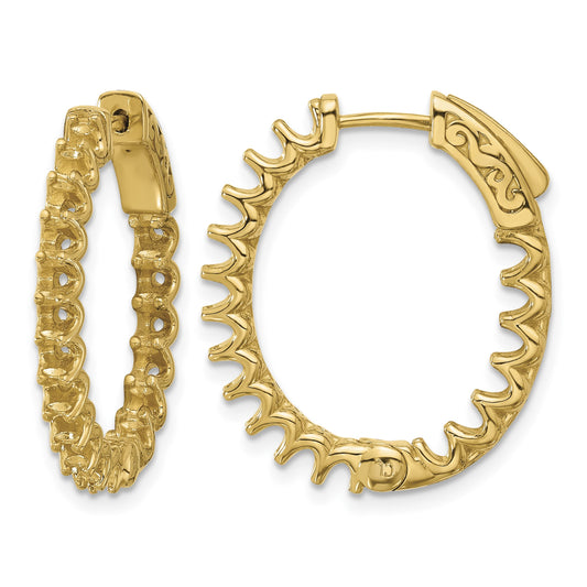 14K 2.1ct  (Holds 36-2.5mm Round) In/Out Oval Hoop w/Safety Clasp Earring Mountings