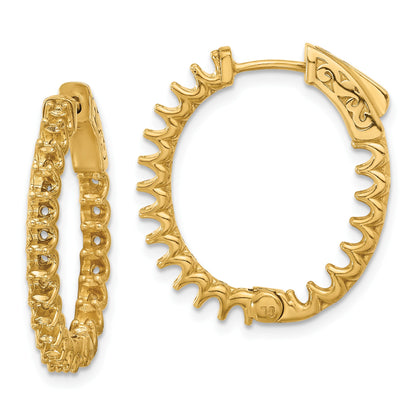 14K 2ct  (Holds 40-2.3mm Round) In/Out Oval Hoop w/Safety Clasp Earring Mountings