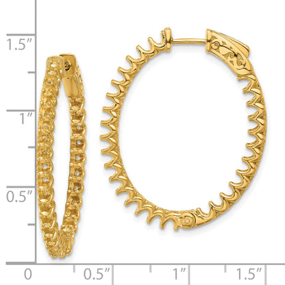 14K 2.9ct (Holds 58-2.3mm Round) In/Out Oval Hoop w/Safety Clasp Earring Mountings
