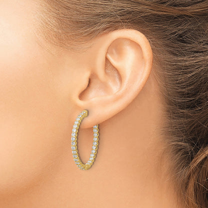 14K 2.9 carat Diamond In/Out Oval Hoop w/Safety Clasp Earrings