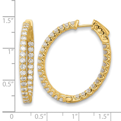 14K 2.9 carat Diamond In/Out Oval Hoop w/Safety Clasp Earrings