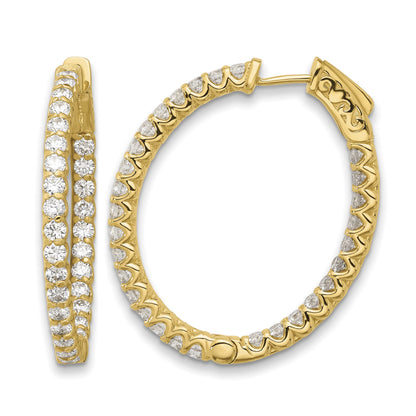 14K 2.9 carat Diamond In/Out Oval Hoop w/Safety Clasp Earrings