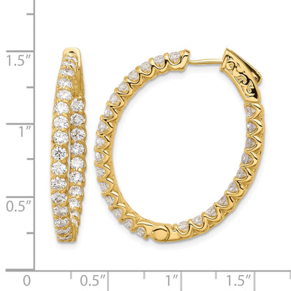 14K 3.1 carat Diamond In/Out Oval Hoop w/Safety Clasp Earrings